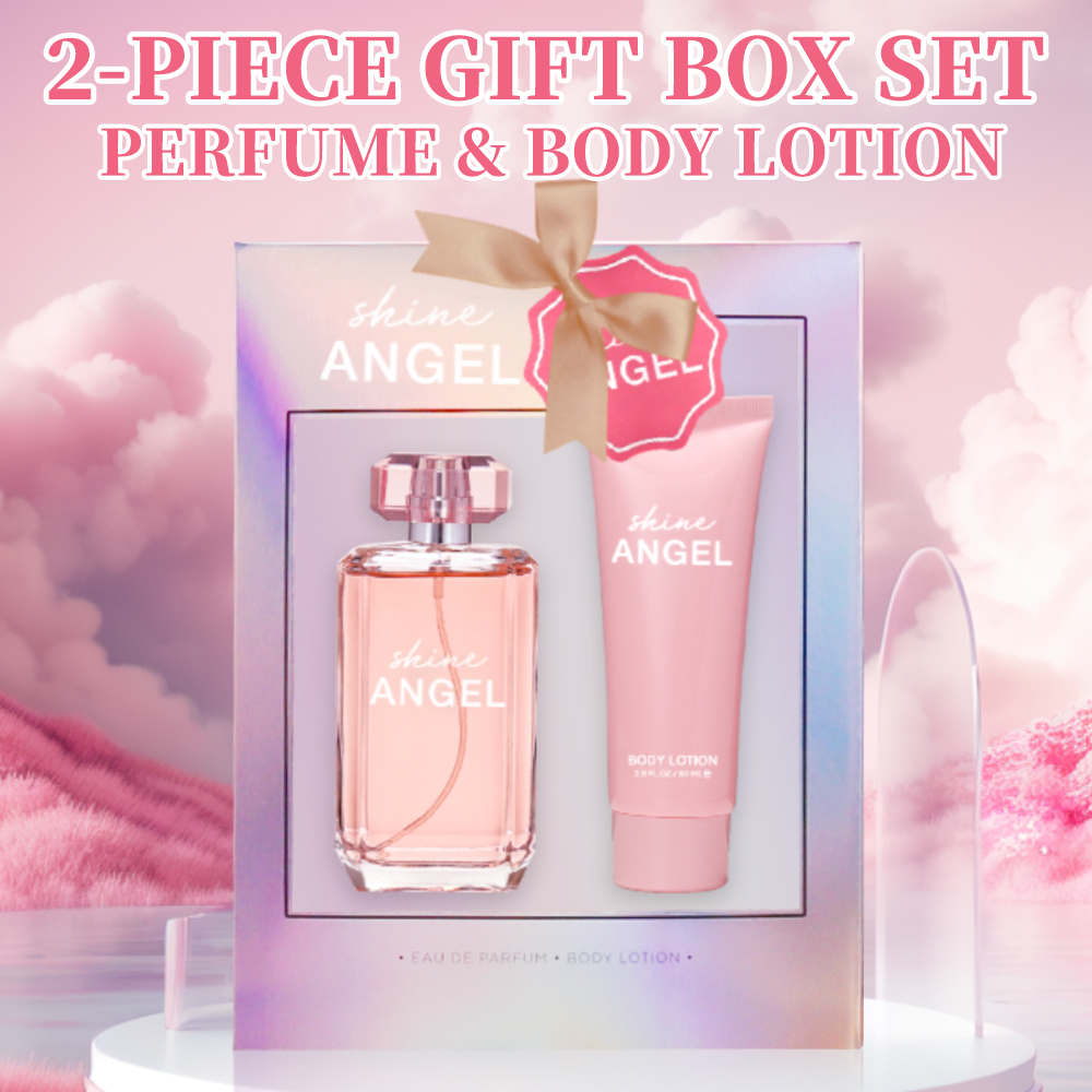 Body Lotion - オーデパルファムスプレーとボディローションのギフトセット。女性用フレグランスセット。オーデパルファムスプレー3.4オンス、ボディクリーム2.8オンス、シャインエンジェル2個入り。