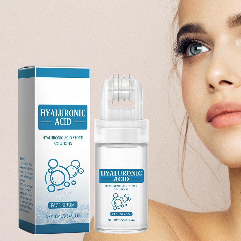 Face Moisturizer - ヒアルロン酸配合のフェイスセラム 10ml。ローラー型アプリケーター付き。保湿効果があり、軽い使用感で、毎日のスキンケアに最適なフェイスエッセンス。