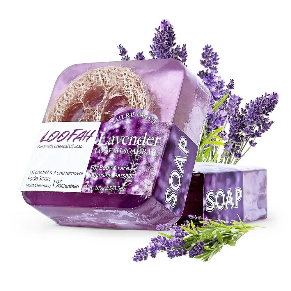 Cleanser Face - 100g オーガニックラベンダーエッセンシャルオイル石鹸、体、顔、手の洗浄用、爽やかな香り、肌に優しく、肌を傷つけません。