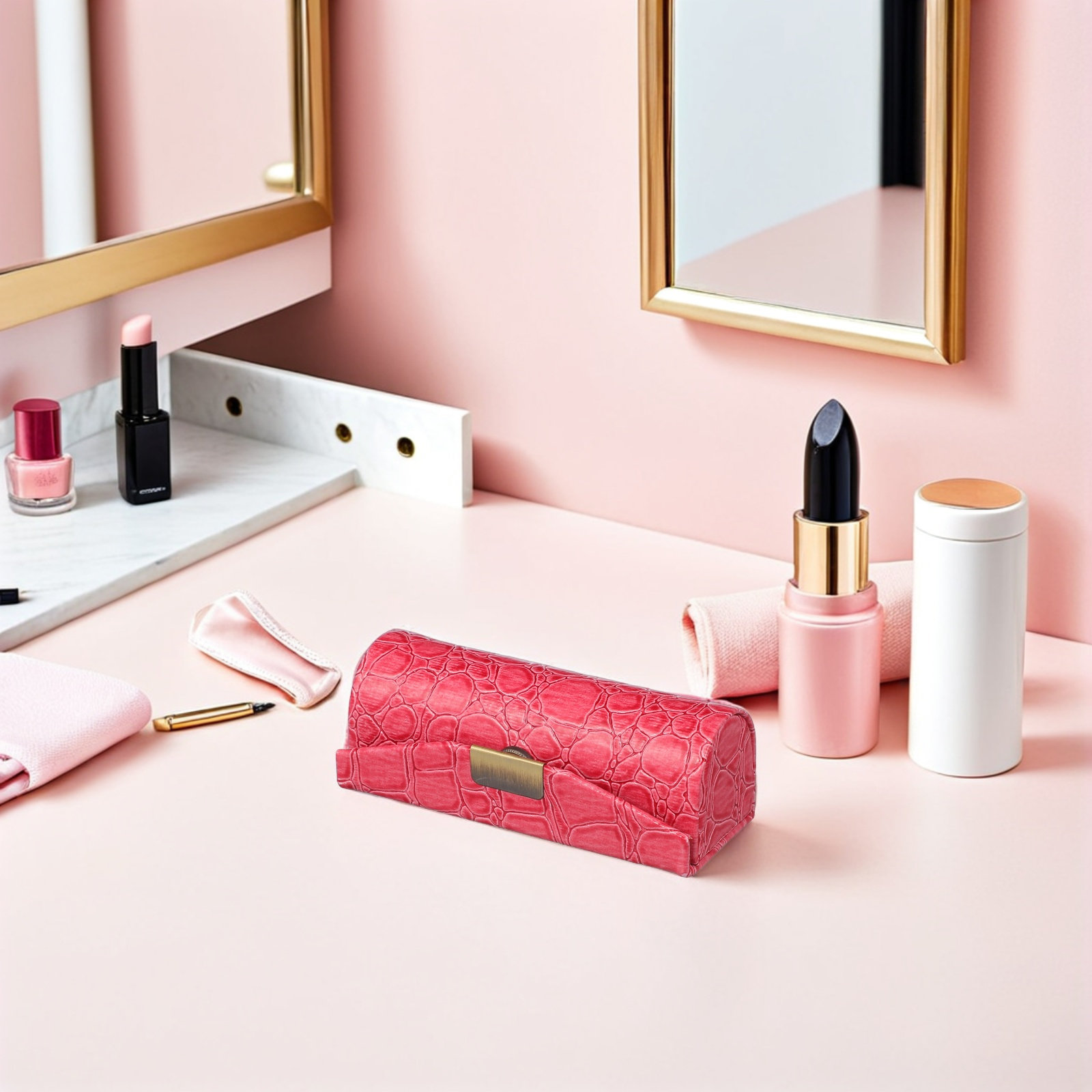 PU製のリップスティックケース。コンパクトで装飾性があり、鏡 - Lip Balm のレビューと価格